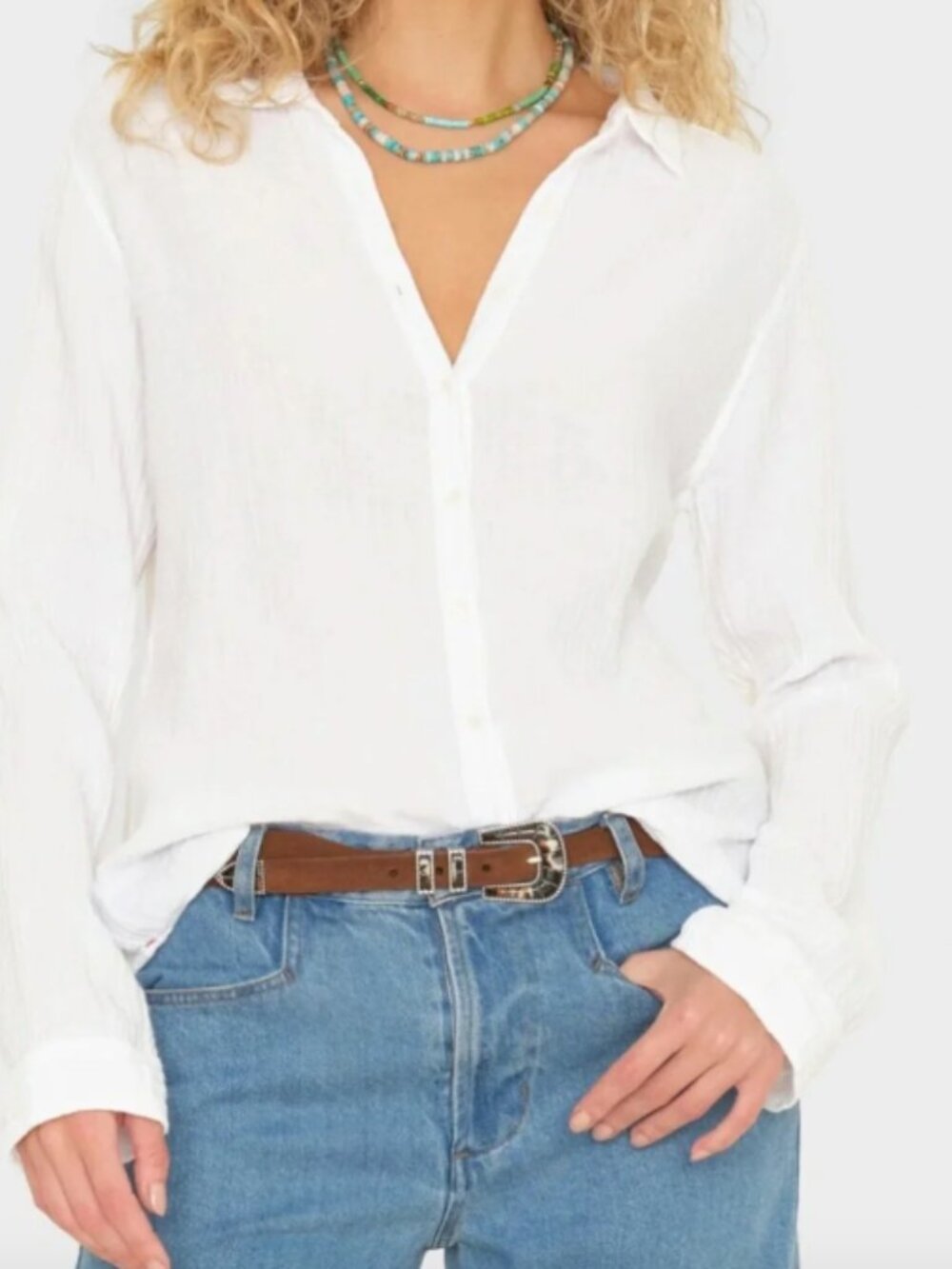 Xirena Scout Gauze Button Down White Top Small